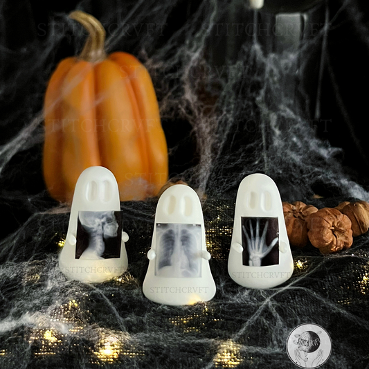 Ghost holding tiny x-ray | Handmade to order