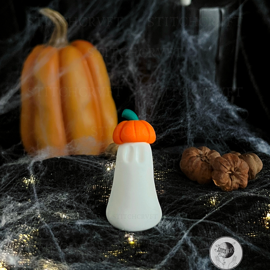 Ghost wearing pumpkin hat | Handmade to order
