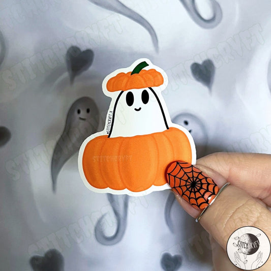 Pumpkin ghost sticker | Handmade to order