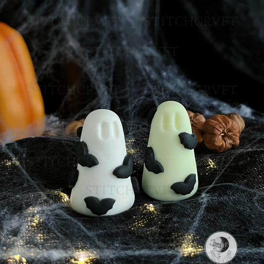 Ghost covered in tiny bats | Glowing or white | Handmade to order