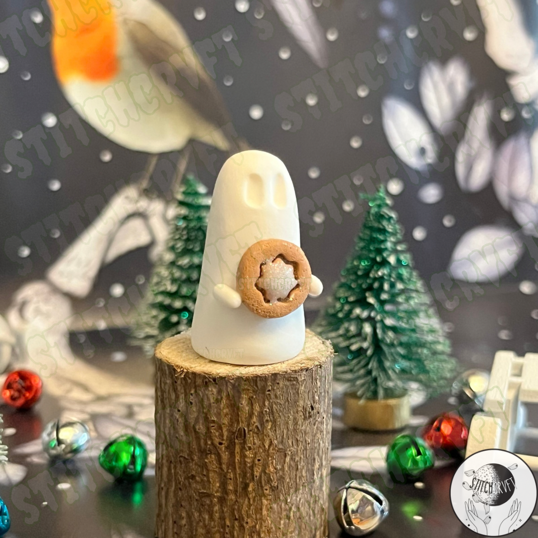 Ghost holding tiny sugar cookie | Handmade to order