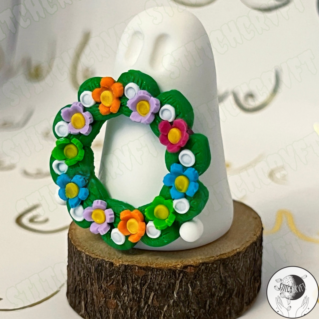 Ghost holding floral wreath | Made to order