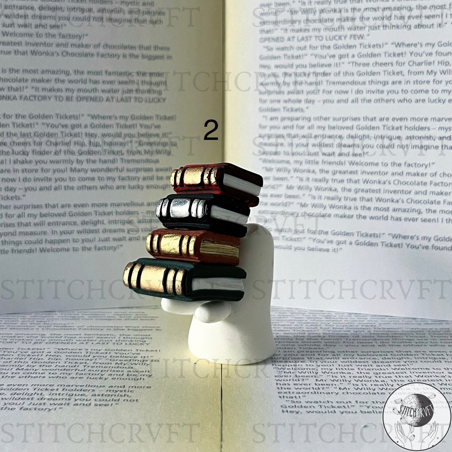 Ghost carrying tall book pile | Limited small batch
