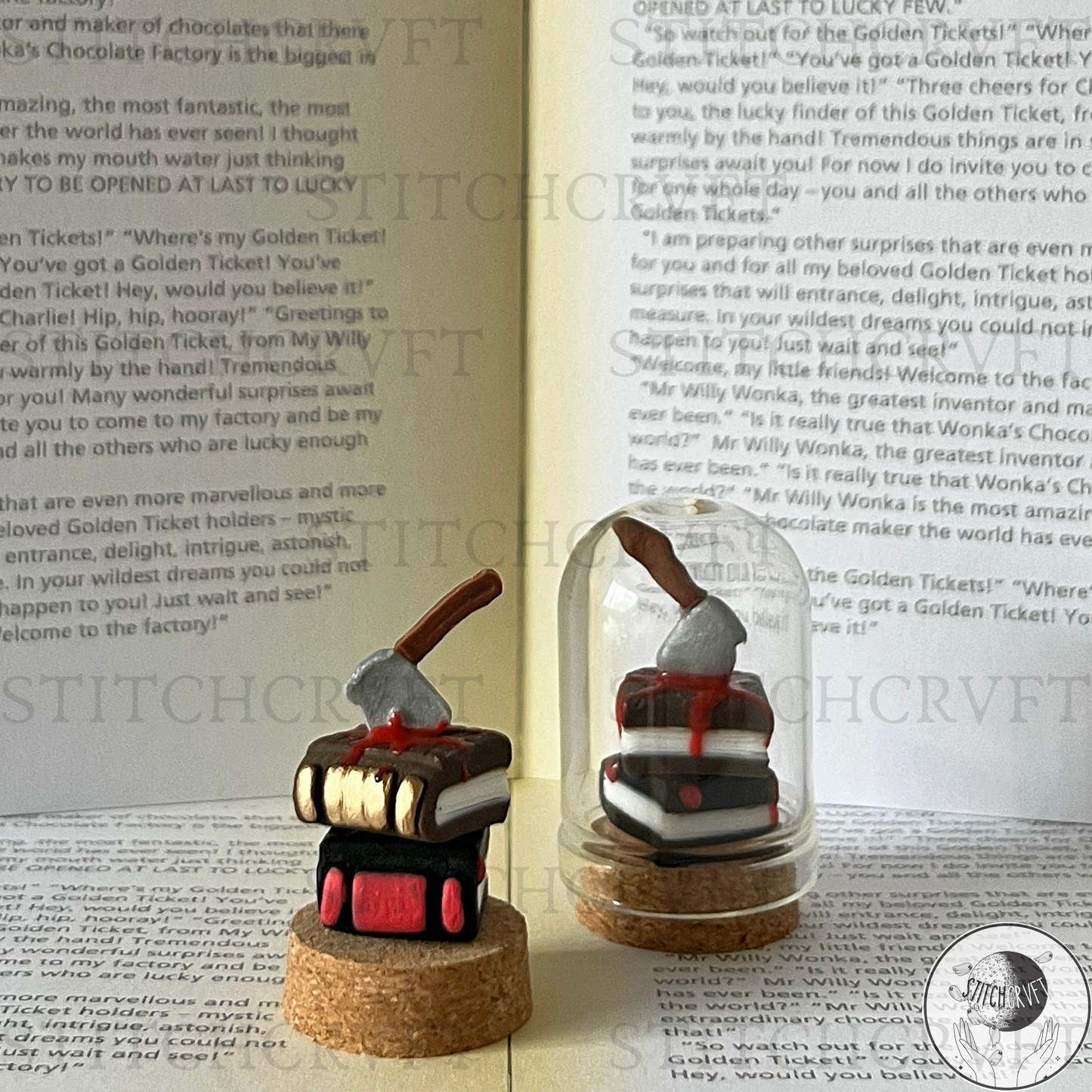 Miniature book stack bell jars | Limited small batch