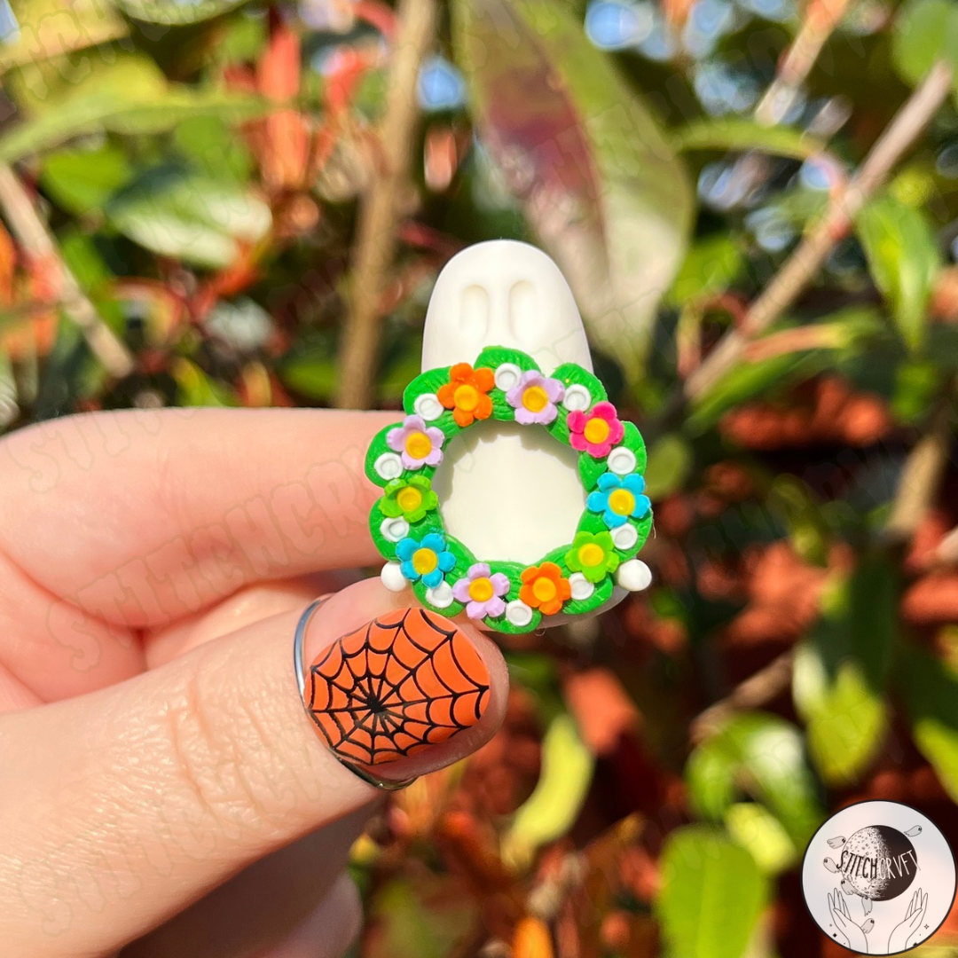 Ghost holding floral wreath | Made to order