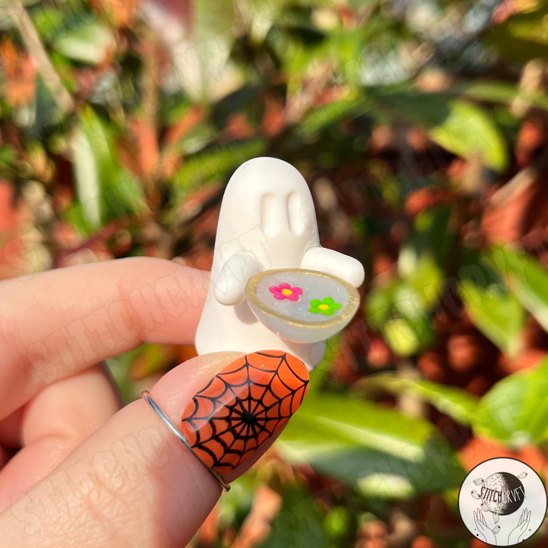 Ghost holding tiny zen flower bowl  | Limited small batch