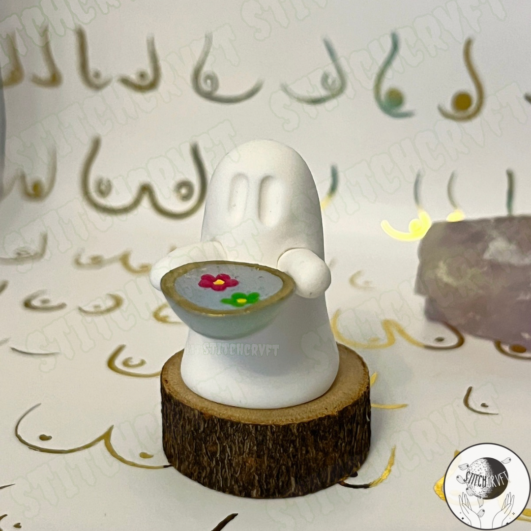 Ghost holding tiny zen flower bowl  | Limited small batch