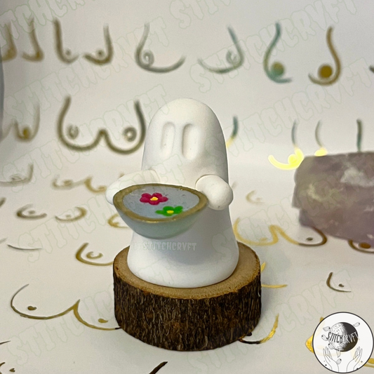 Ghost holding tiny zen flower bowl  | Limited small batch