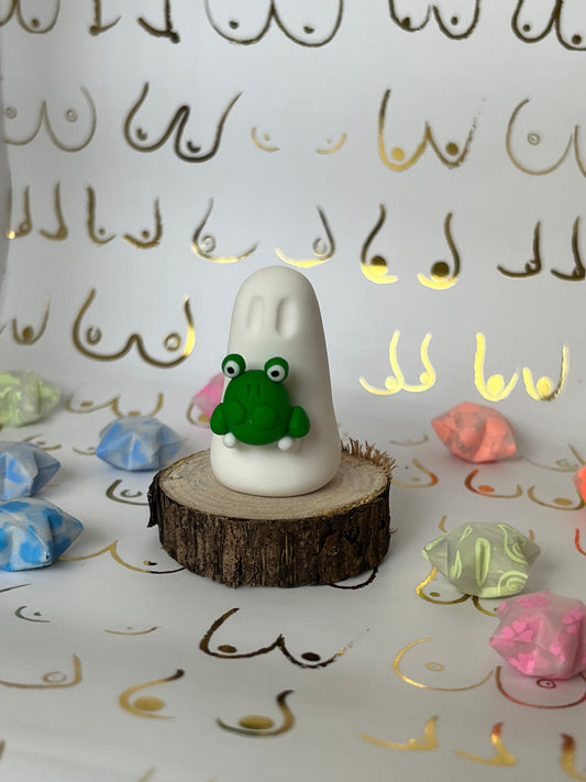 Ghost holding tiny frog | Handmade to order