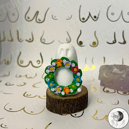 Ghost holding floral wreath | Made to order