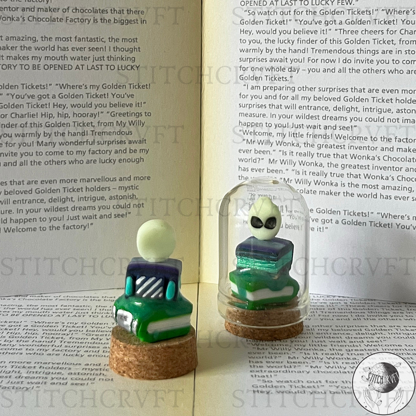 Miniature book stack bell jars | Limited small batch