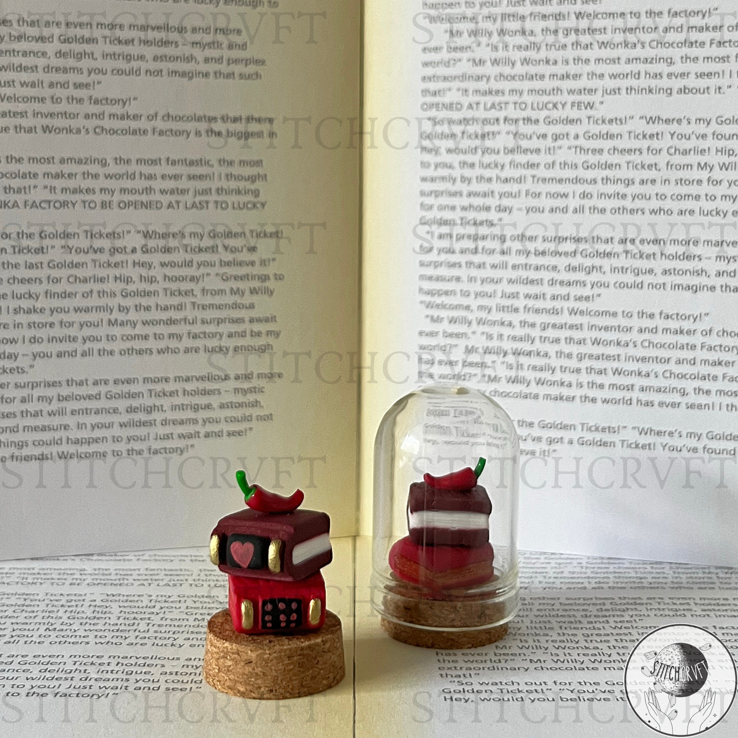 Miniature book stack bell jars | Limited small batch