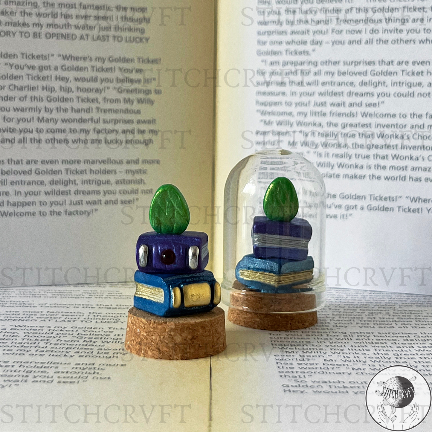 Miniature book stack bell jars | Limited small batch