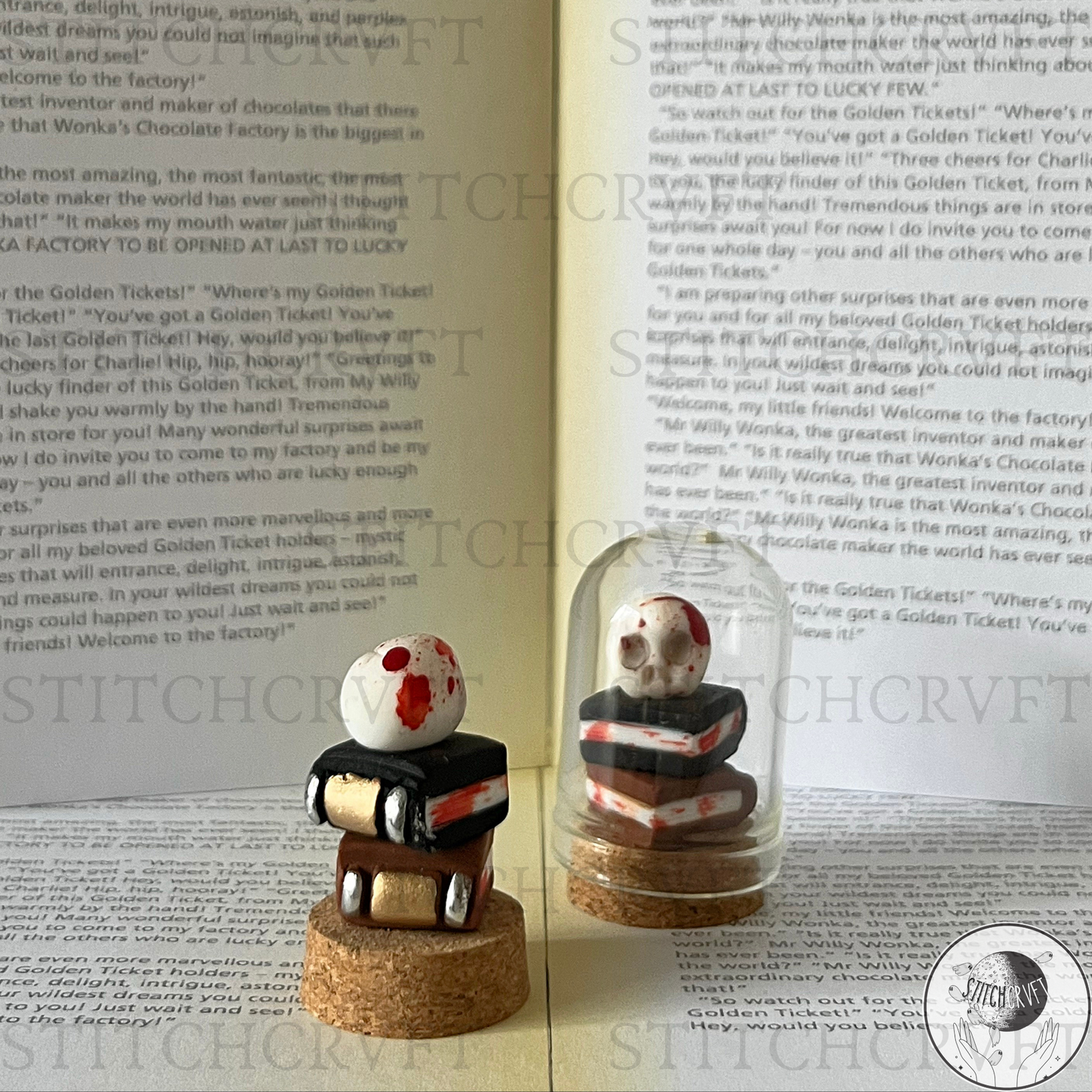 Miniature book stack bell jars | Limited small batch