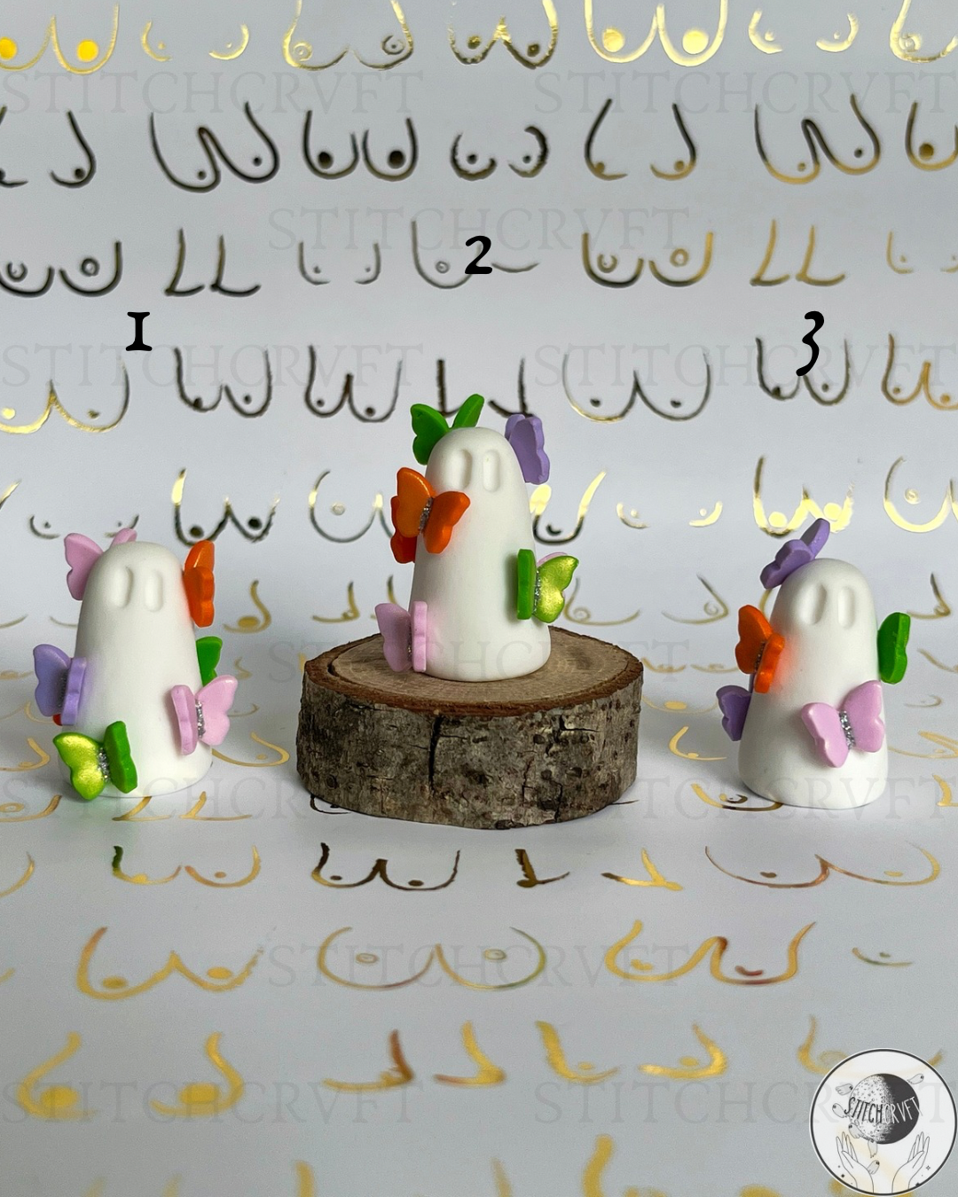 Tiny butterfly covered ghost| Handmade to order