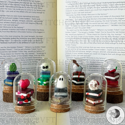 Miniature book stack bell jars | Limited small batch