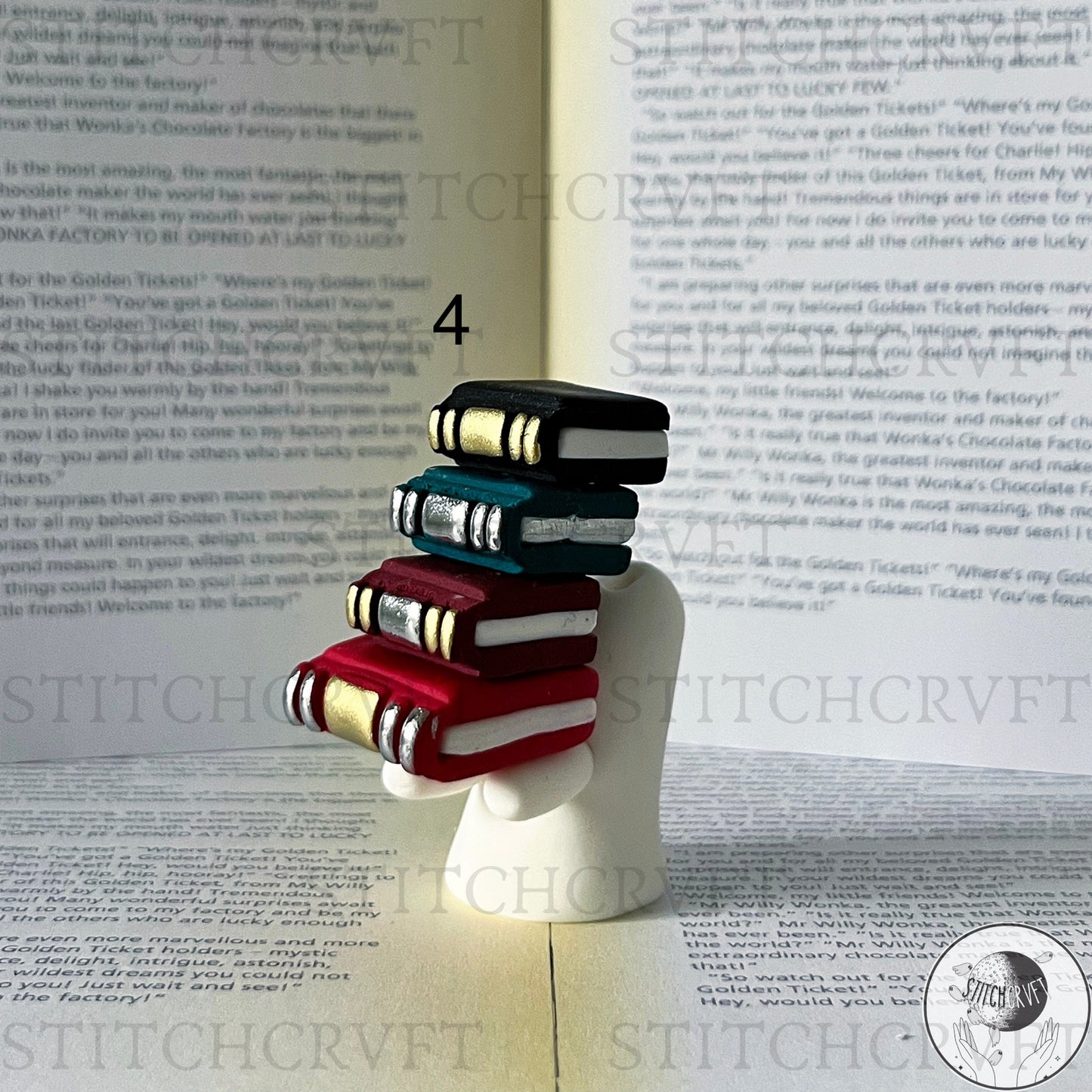 Ghost carrying tall book pile | Limited small batch
