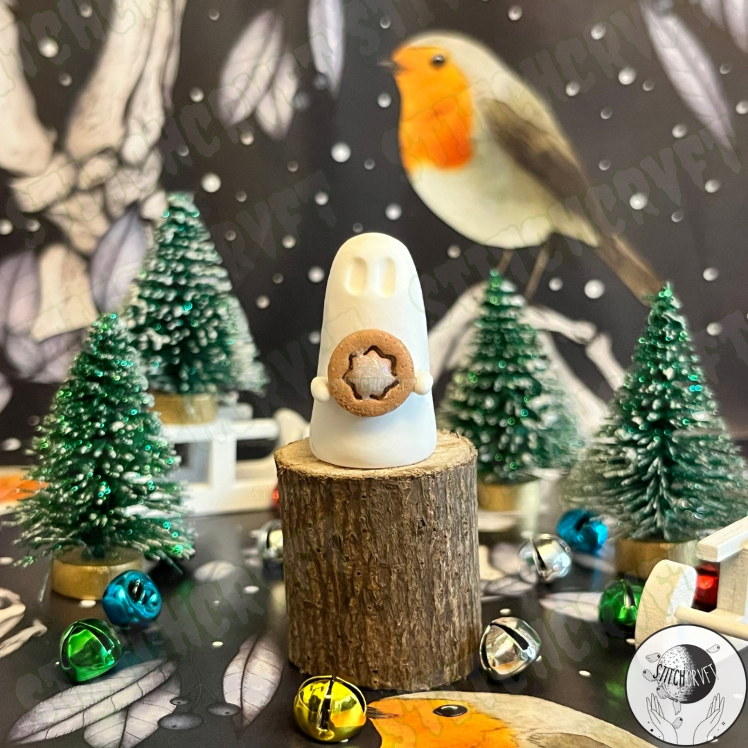 Ghost holding tiny sugar cookie | Handmade to order