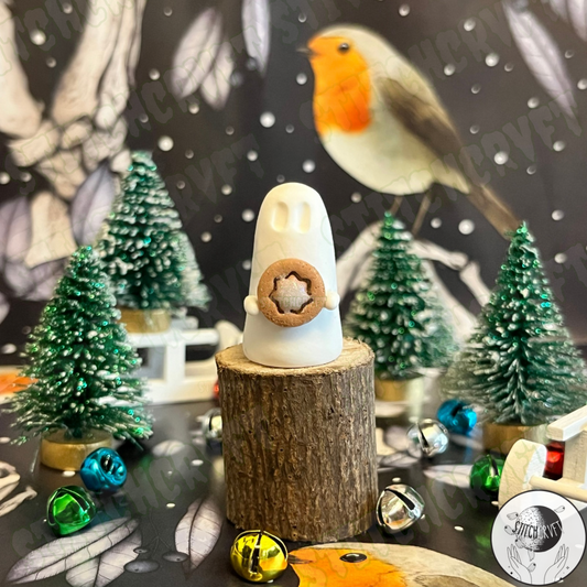 Ghost holding tiny sugar cookie | Handmade to order