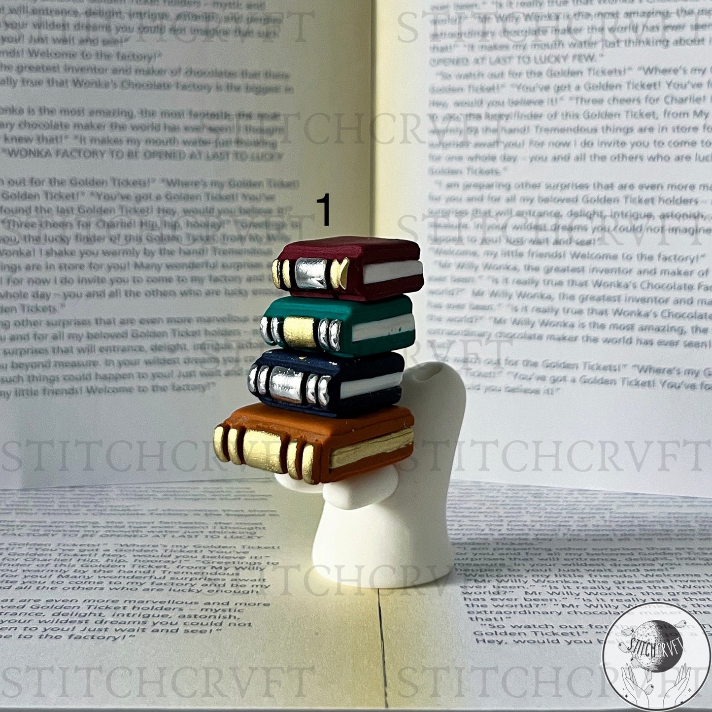 Ghost carrying tall book pile | Limited small batch