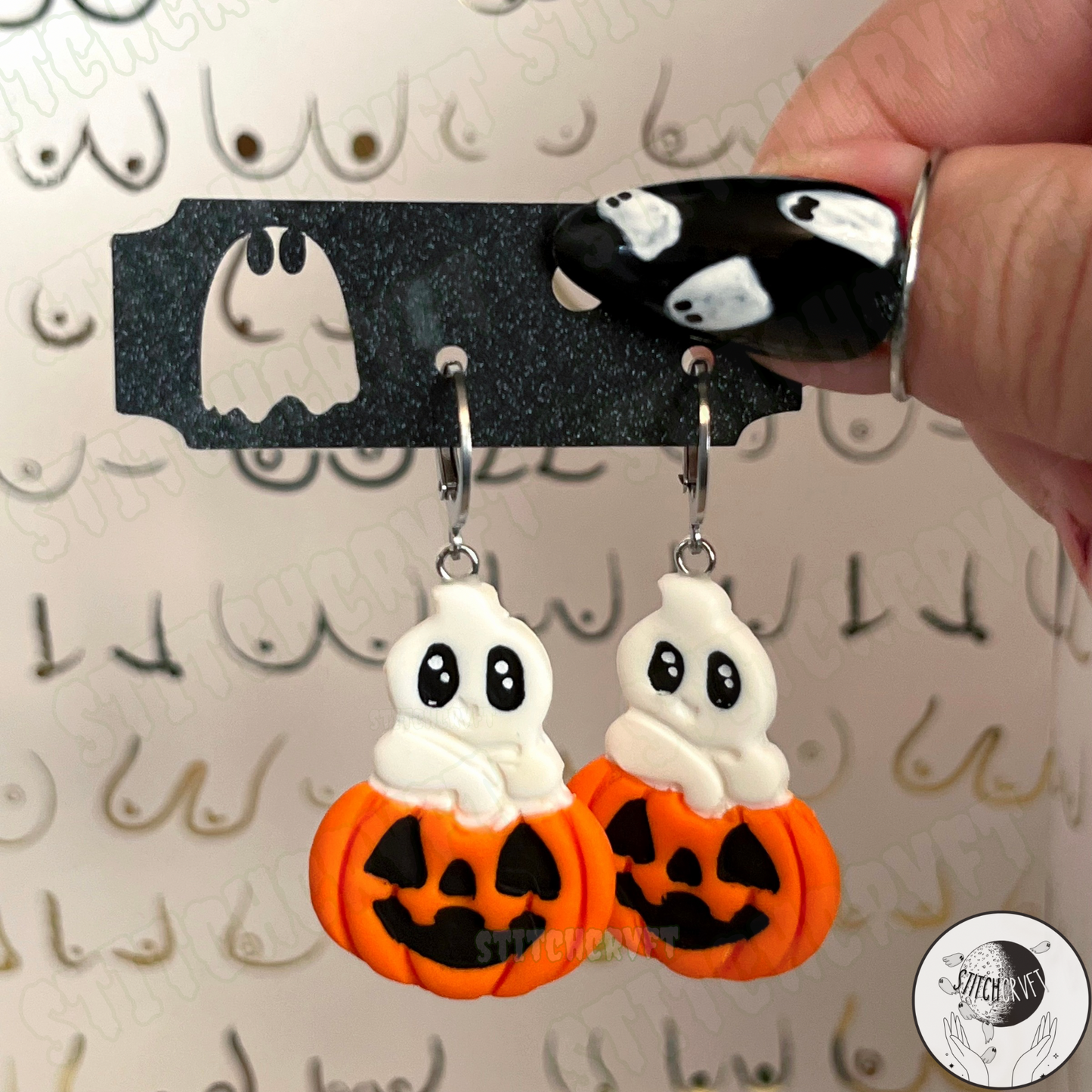 Ghost pumpkin earrings | Handmade to order