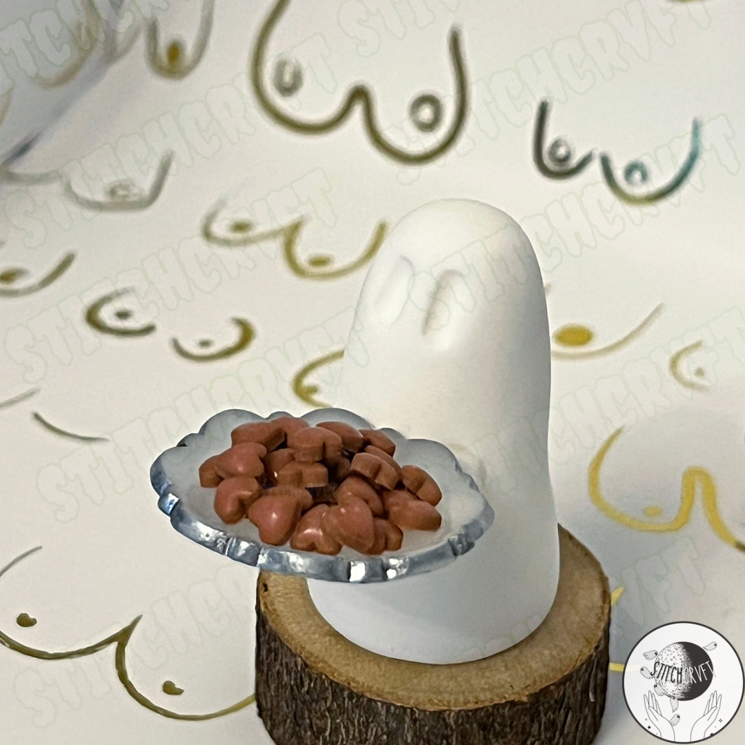 Ghost holding tiny plate of heart cookies | Limited small batch