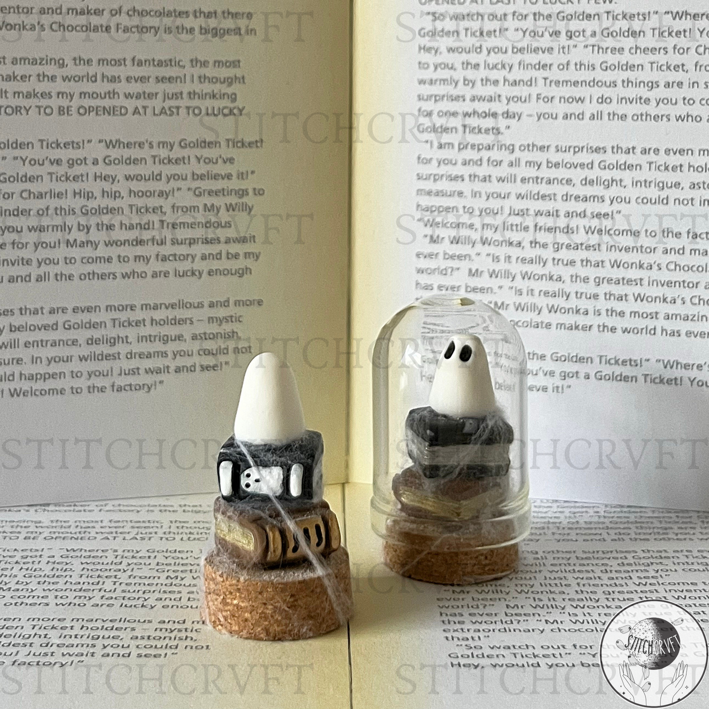 Miniature book stack bell jars | Limited small batch