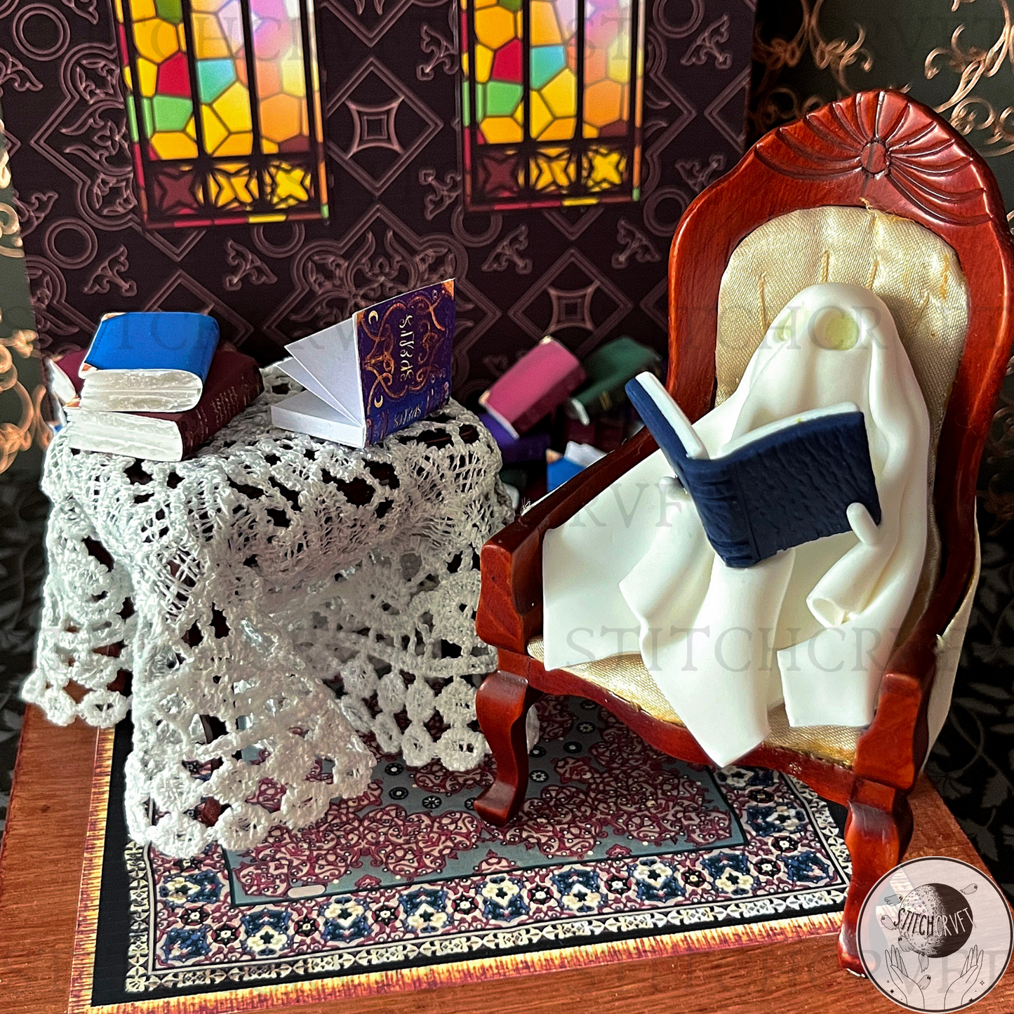 Ghostly scenes wood bookends pair | Limited edition