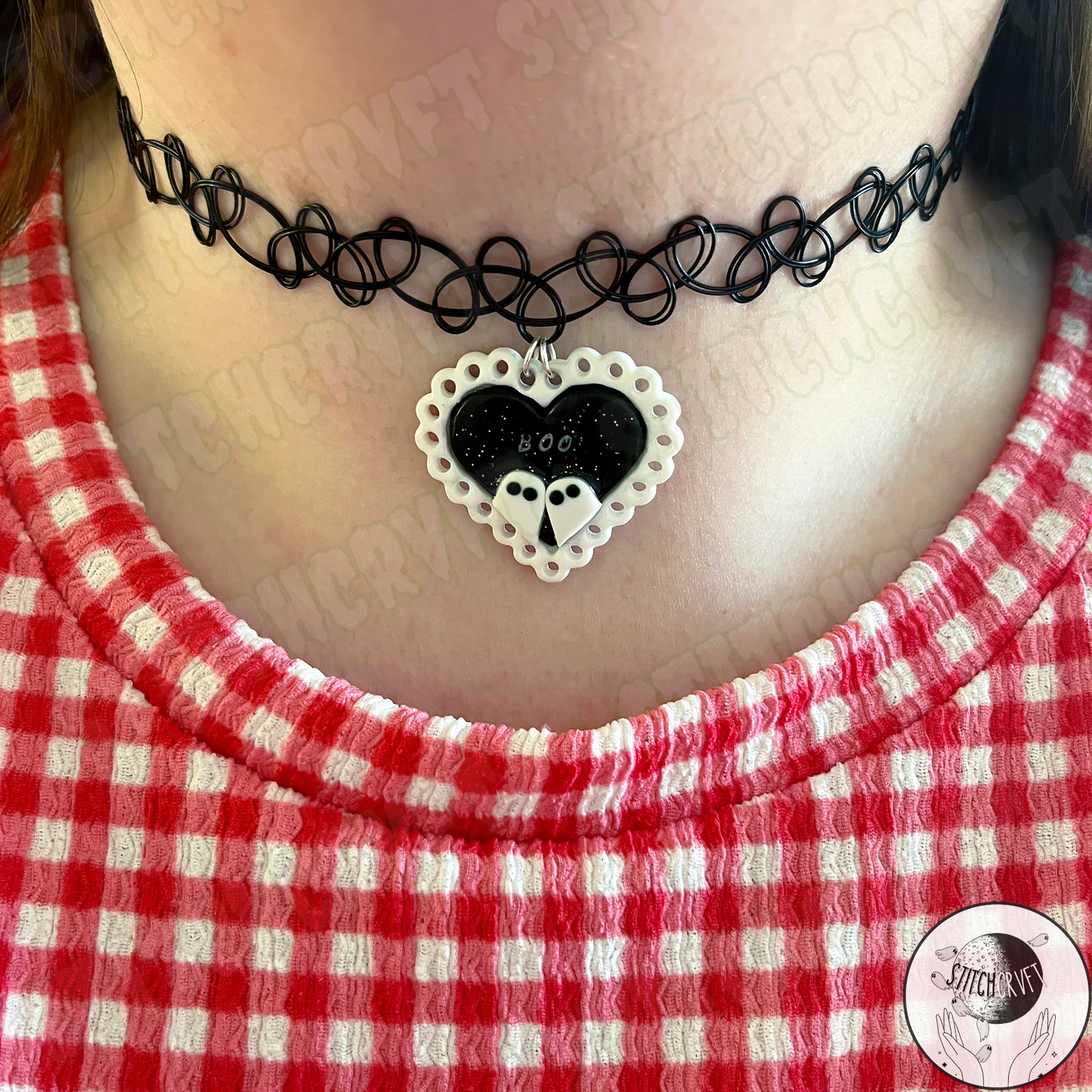 Lace heart Boo choker | Handmade to order