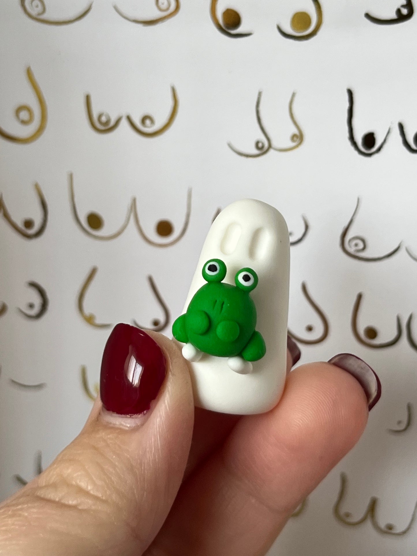 Ghost holding tiny frog| Handmade to order