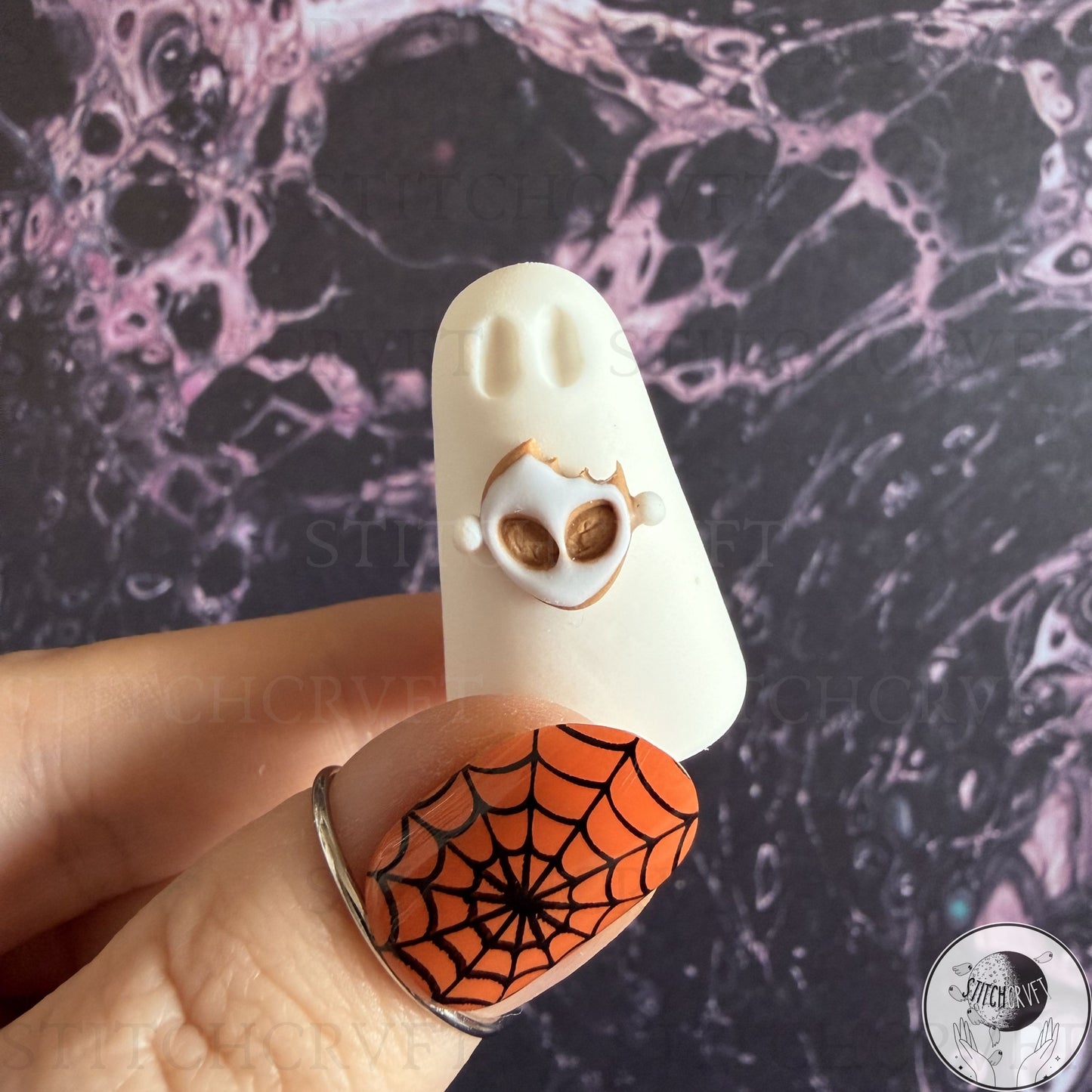 Ghost holding alien head cookie | Handmade to order