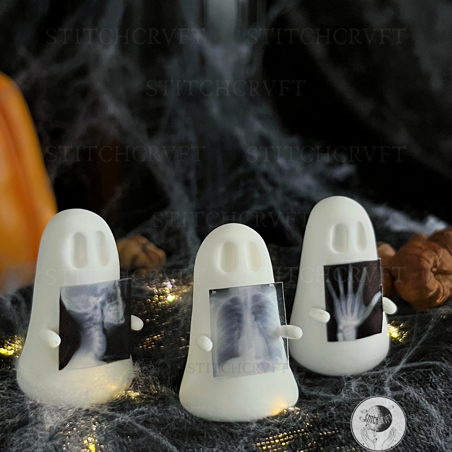 Ghost holding tiny x-ray | Handmade to order