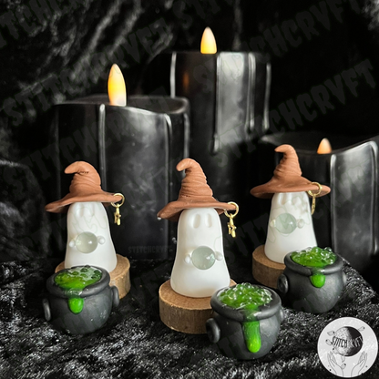 Fortune ghost with crystal ball and bubbling cauldron| PRE-ORDER