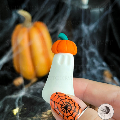 Ghost wearing pumpkin hat | Handmade to order