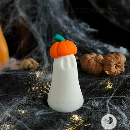 Ghost wearing pumpkin hat | Handmade to order