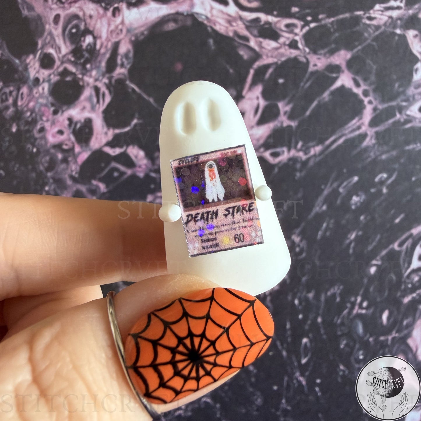 Ghost holding shiny ghost game cards | Handmade to order
