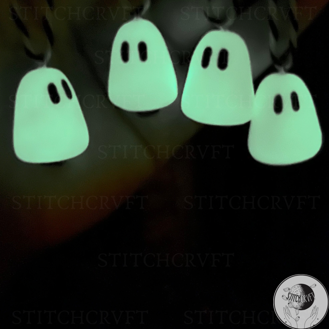 Jingle Boos mini ghost baubles. Glowing or White | Handmade to order