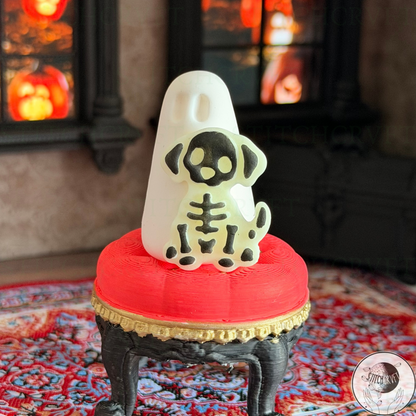 Ghost with glowing skeleton dog familiar | Handmade to order
