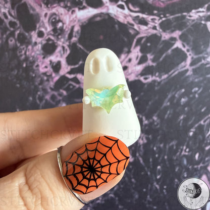 Ghost holding rhinestone bat | Handmade to order