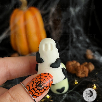 Ghost covered in tiny bats | Glowing or white | Handmade to order