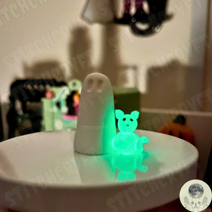 Ghost with glowing cat familiar | Handmade to order