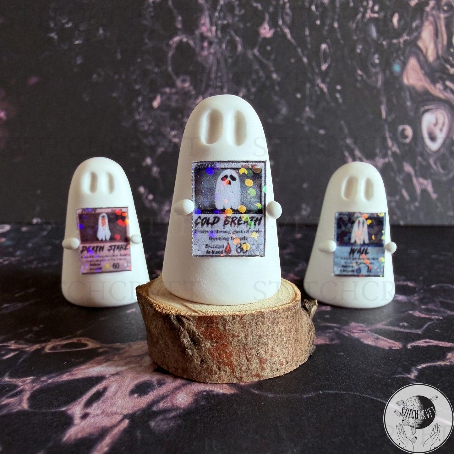 Ghost holding shiny ghost game cards | Handmade to order