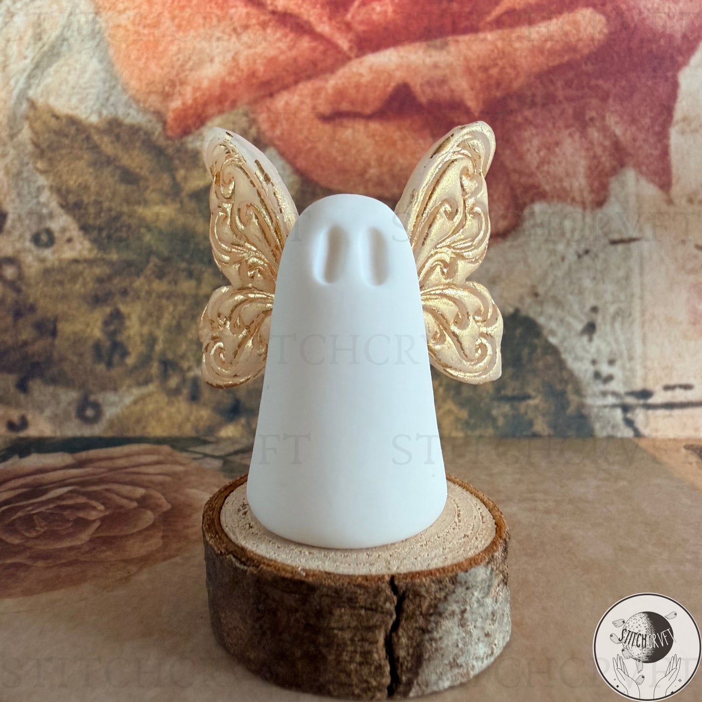 Ghost with golden gilded wings | Handmade to order