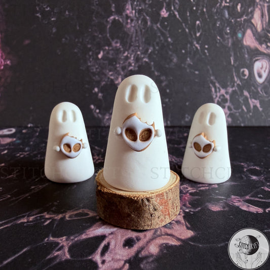 Ghost holding alien head cookie | Handmade to order