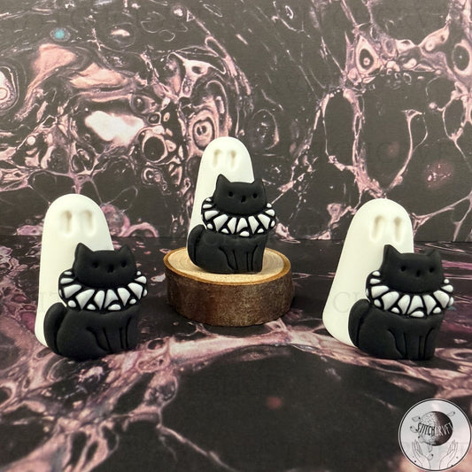 Ghost with distinguished cat familiar | Handmade to order
