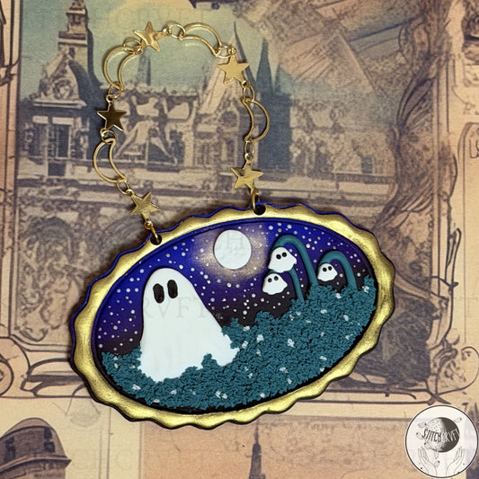 Ghostly polymer clay painting hanging plaque | Limited edition