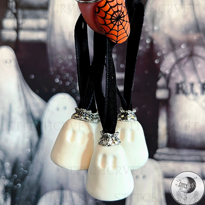 Jingle Boos mini ghost baubles. Glowing or White | Handmade to order