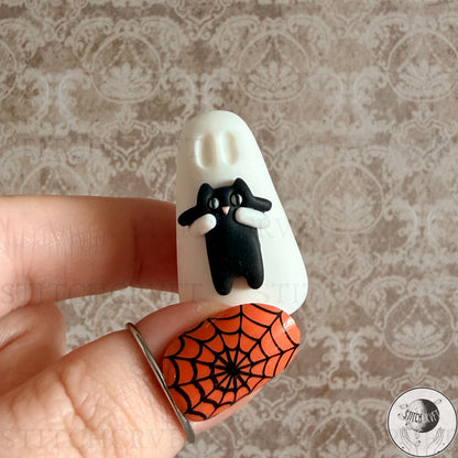 Ghost holding long squishy cat | Handmade to order