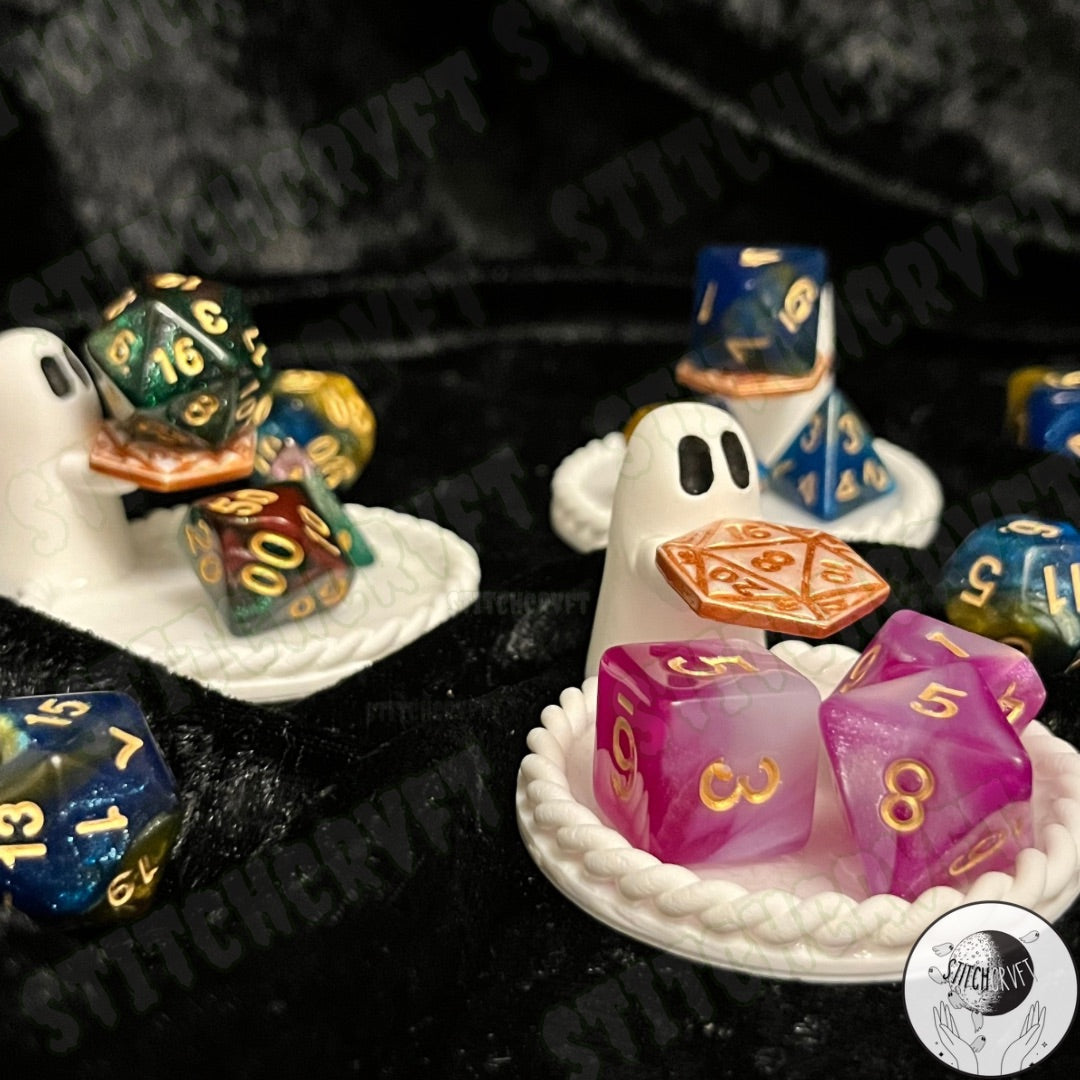 D&D ghost dice tray with dice set