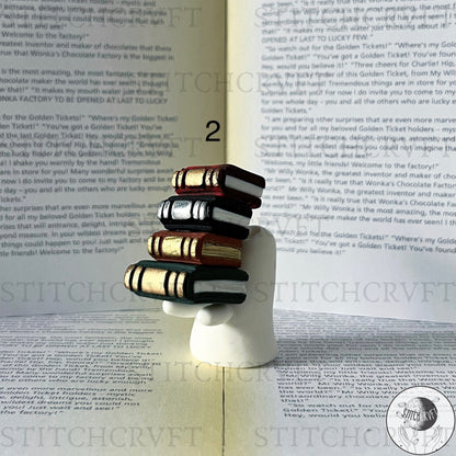Ghost carrying tall book pile | Limited small batch
